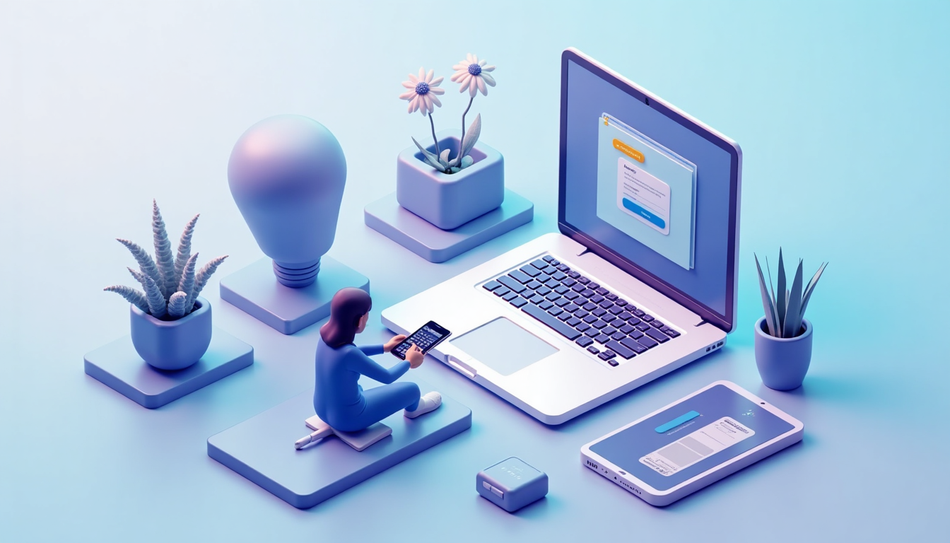 Ilustrație cu elemente de design și dezvoltare pentru creare website profesional