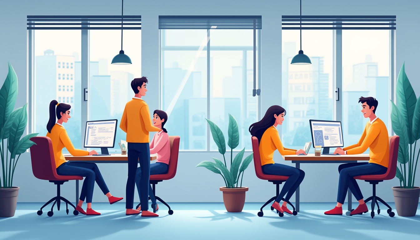 O echipă dintr-o firmă de creare site web lucrează la un proiect digital.